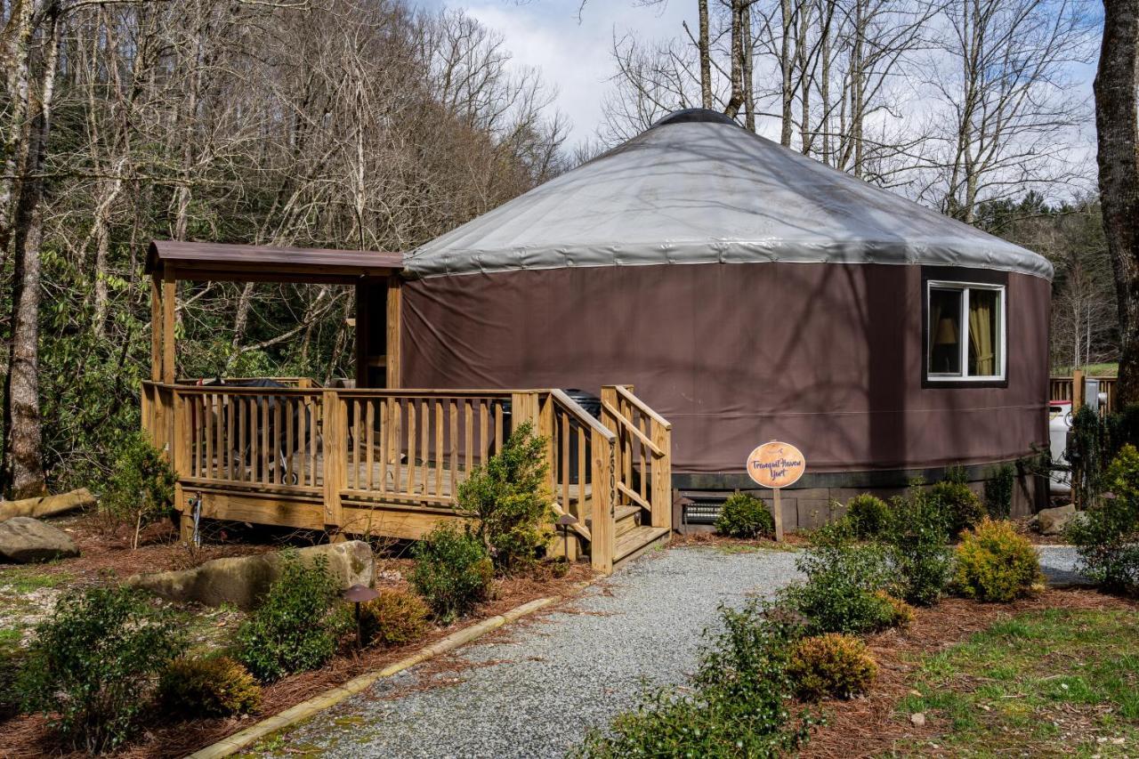 Vila Tranquil Haven Luxy Yurt - Creekside Glamping With Private Hot Tub Topton Exteriér fotografie